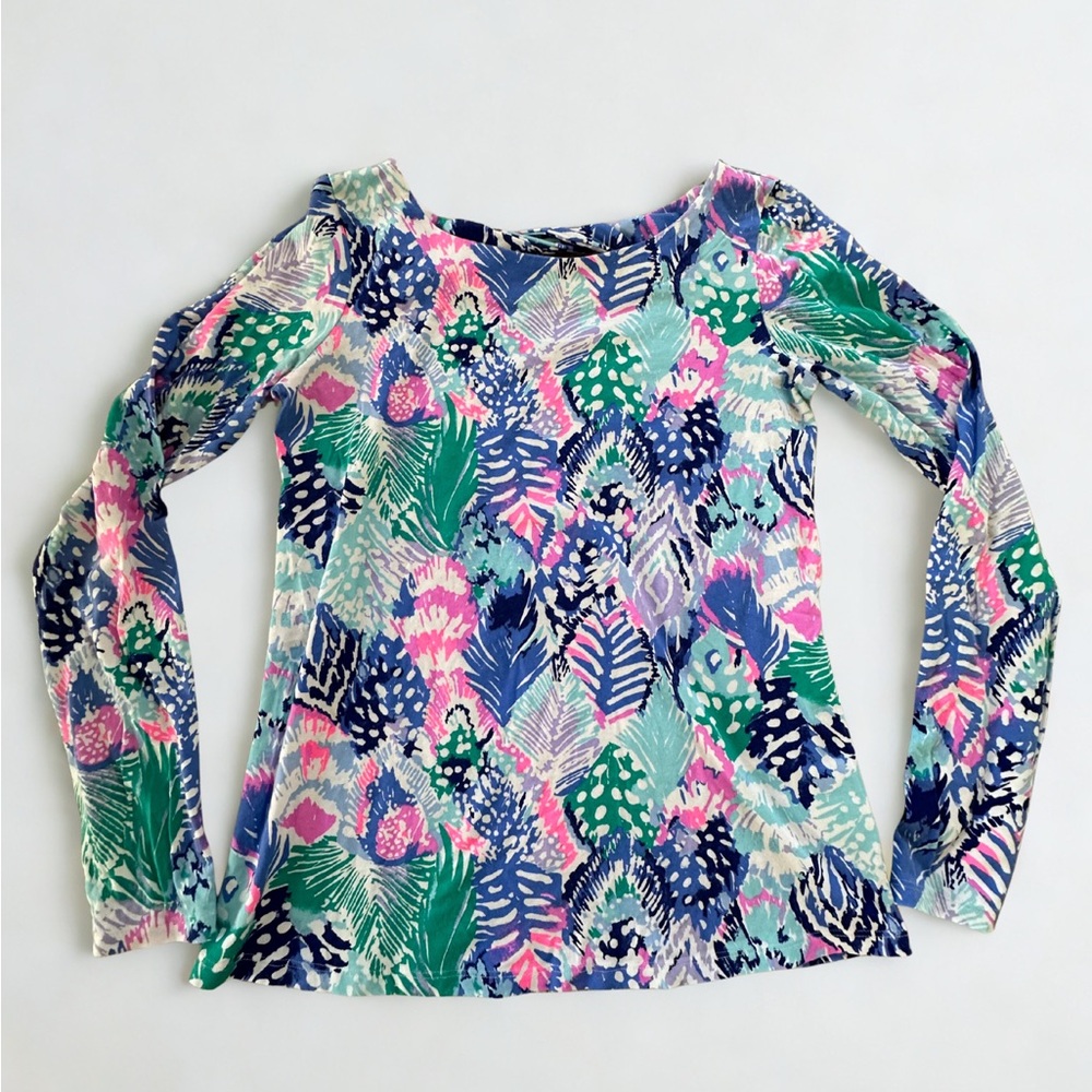 Lilly Pulitzer Vibrant Leaf Print Long Sleeve Tristan Top XS